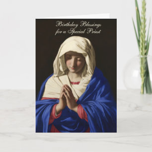 Carte Vierge Marie Religieux Prêtre Anniversaire Prière