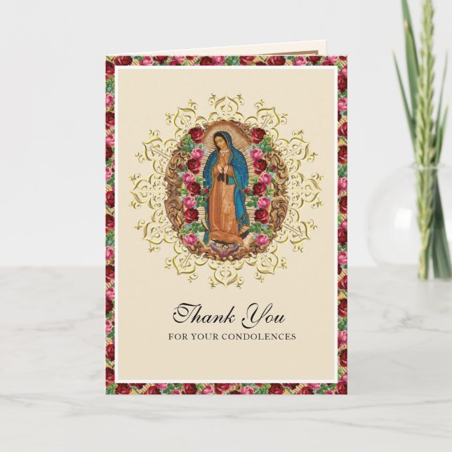 Carte Vierge religieuse Marie Guadalupe Funérailles cath (Devant)
