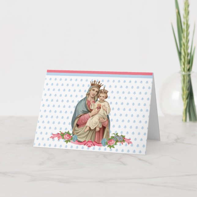 Carte Vierge religieuse Marie Jésus Prière catholique Vi (Devant)