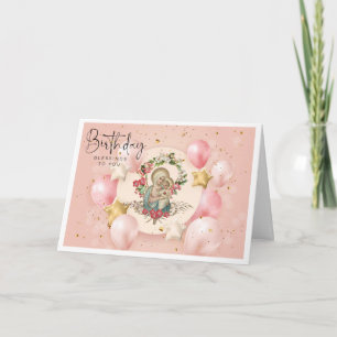Carte Vierge religieuse Marie Rosaire Baby Jesus