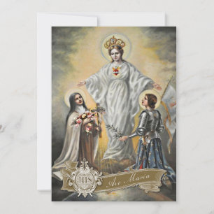 Carte Vierge religieuse Marie Sainte Thérèse Jeanne d'Ar