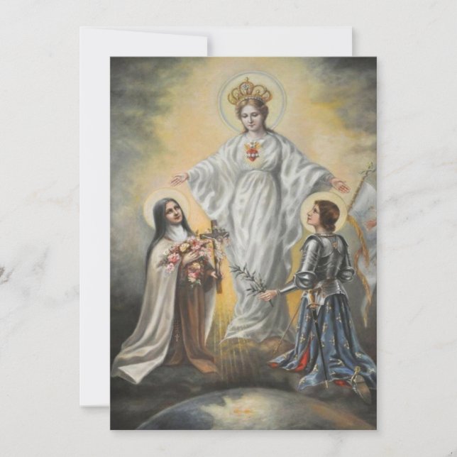 Carte Vierge religieuse Marie Sainte Thérèse Jeanne d'Ar (Devant)