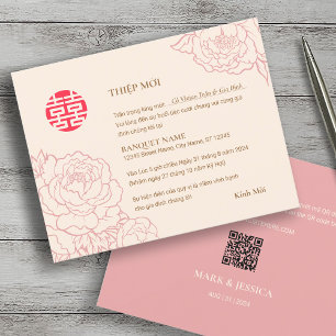 Carte Vietnamien Peony Song Hy Mariage Thiep Moi