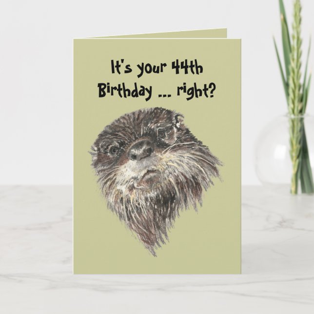 Carte Vieux âge 44e anniversaire Humour & mignon animal  (Devant)