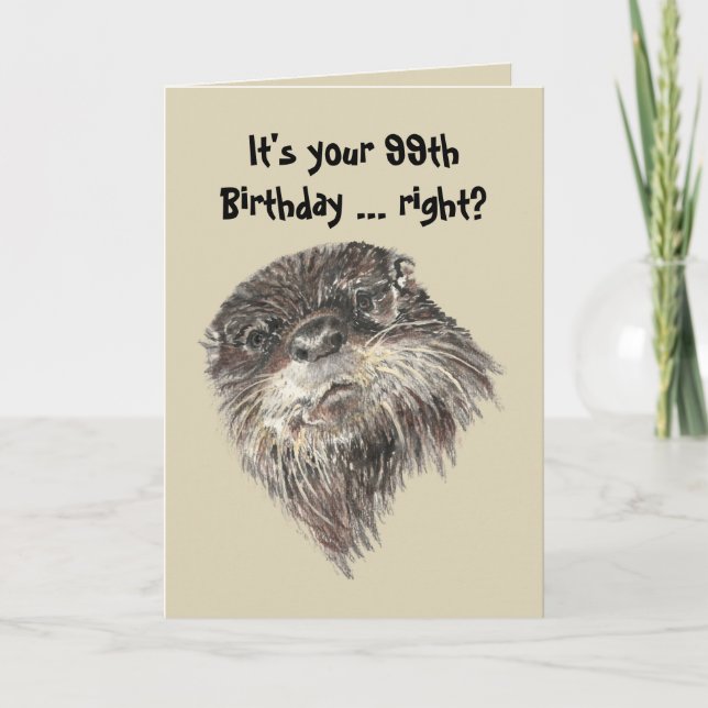 Carte Vieux âge 99e anniversaire Humour & mignon animal  (Devant)