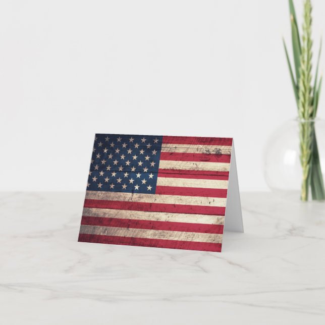 Carte Vieux drapeau américain en bois (Devant)