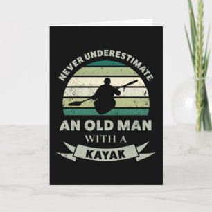 Carte Vieux homme avec Kayak Funny Papa cadeau