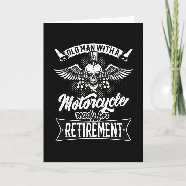 Carte Vieux Homme Avec Moto Prêt À La Retraite (Devant)