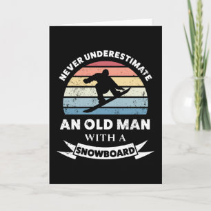Carte Vieux homme avec snowboard drôle cadeau papa