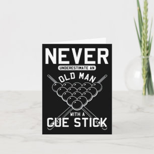 Carte Vieux Homme Avec Stick Cue Billard Joueur Snooker 
