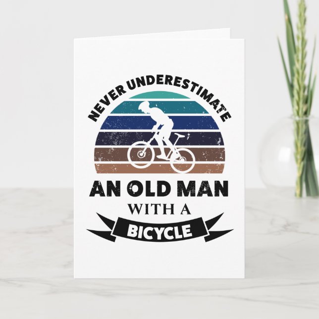 Carte Vieux homme avec vélo drôle cadeau papa (Devant)