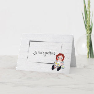 Carte Vieux Rag poupée Gratitude