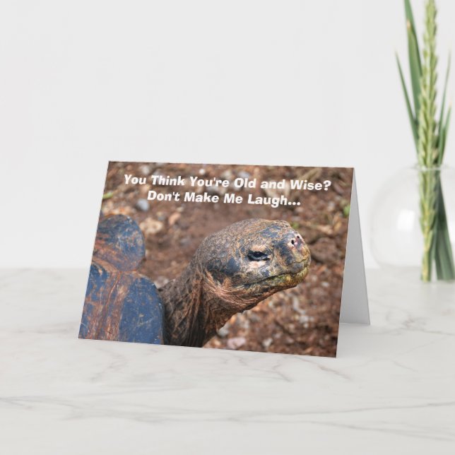 Carte Vieux Sage Tortoise Joyeux Humour d'anniversaire (Devant)