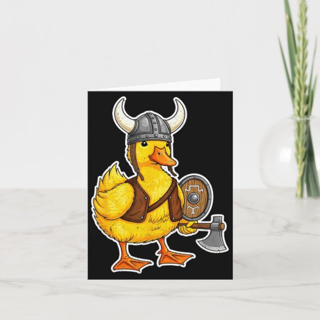 Carte Viking Duck Funny Warrior Design  (Devant)