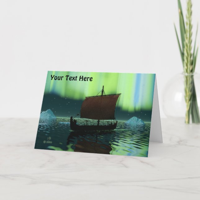 Carte Viking Ship Et Northern Lights (Devant)