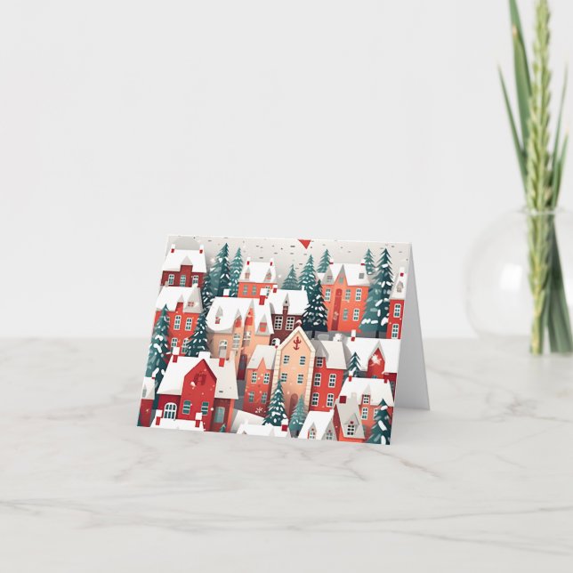 Carte Village de Noël Scénique (Devant)