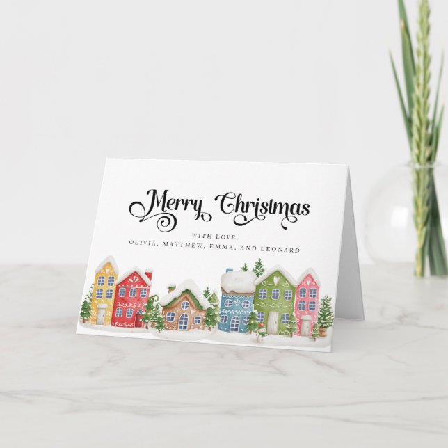 Carte Village d'hiver Merry Christmas Card (Devant)