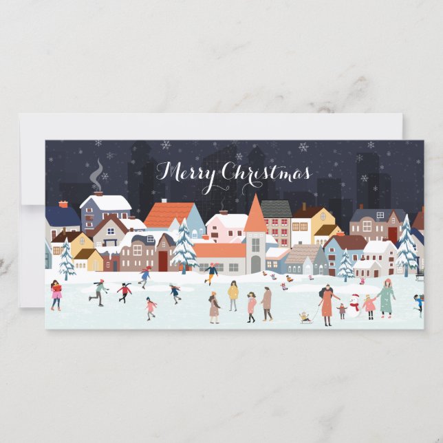 Carte Village hiver de Noël avec photo (Devant)