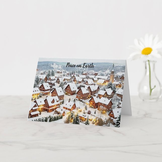 Carte Village paisible paysage de neige Paix sur Terre V (Petite plante)