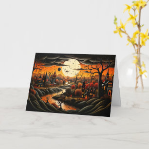 Carte Ville éffrayante après la nuit - Joyeux Halloween