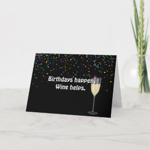 Carte vin blanc avec confetti d'anniversaire