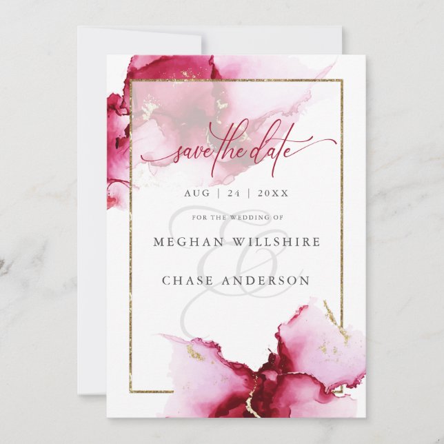 Carte Vin de fraise moderne Aquarelle Abstraite (Devant)