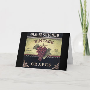 Carte Vin de raisins de vieille mode, pourpre et noir