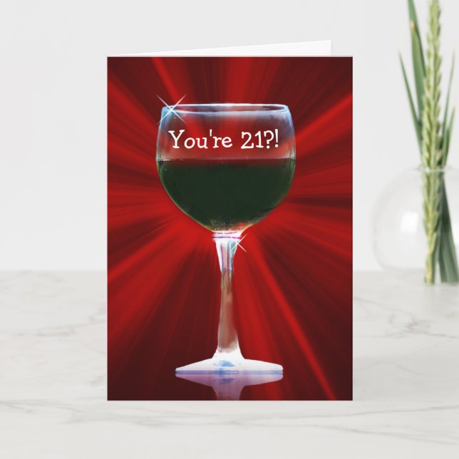 Carte Vin drôle Joyeux 21e anniversaire (Devant)