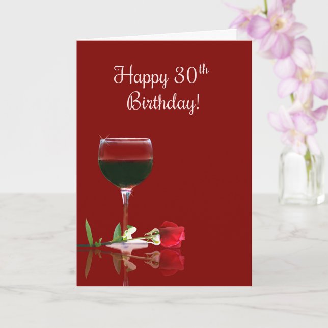 Carte Vin drôle thème heureux 30e anniversaire (Orchidée)