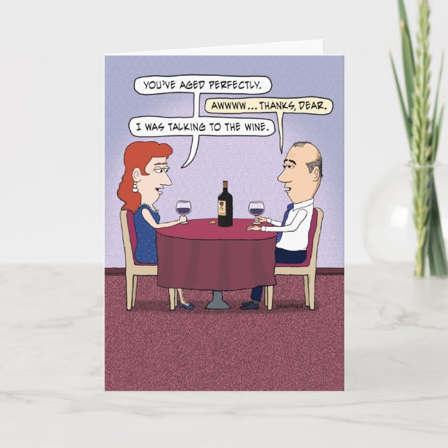 Carte Vin Funny Parfaitement Vieilli Anniversaire (Devant)