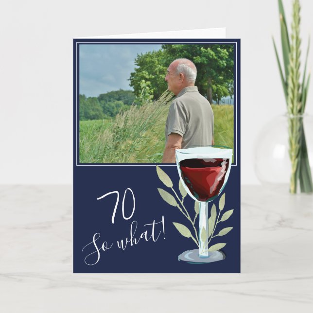 Carte Vin Inspirationnel Marine Bleu 70e anniversaire Ph (Devant)