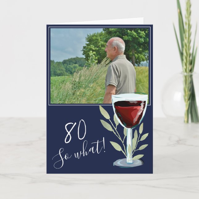 Carte Vin Inspirationnel Marine Bleu 80e anniversaire Ph (Devant)