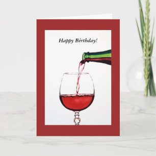 Carte Vin rouge Joyeux anniversaire