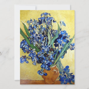 Carte Vincent van Gogh, iris bleus sur fond jaune