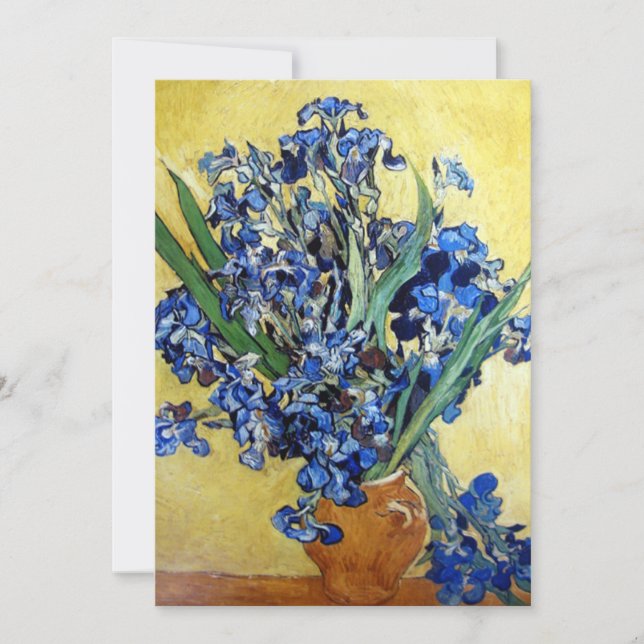 Carte Vincent van Gogh, iris bleus sur fond jaune (Devant)