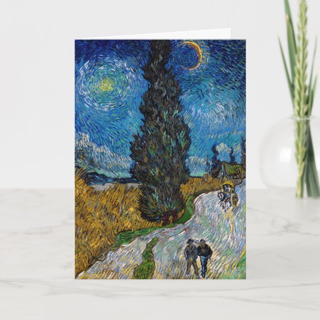 Carte Vincent van Gogh - Route avec Cypress et Star (Devant)