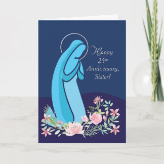 Carte Vingt-cinquième 25e anniversaire religieuse Nonne