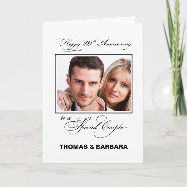 Carte Vingtième Anniversaire de Mariage Nom Personnalisé (Devant)