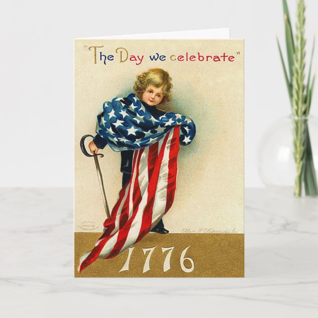 Carte vintage 1776 - 4 juillet (Devant)