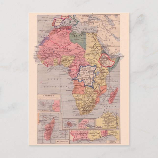 Carte vintage, 1920, Afrique (Devant)