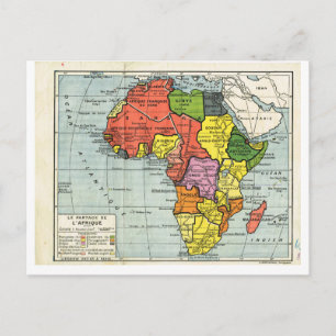 Carte vintage, 1920, Français, La partage d'Afriqu
