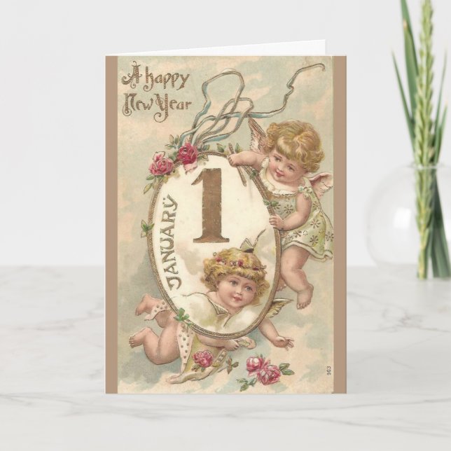 Carte Vintage - 1er janvier - Bonne année, (Devant)