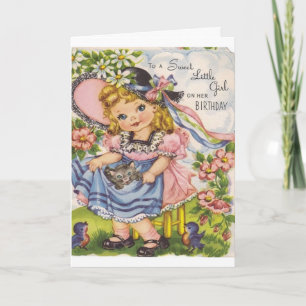 Carte Vintage - À une douce fille d'anniversaire,