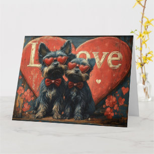 Carte Vintage Affenpinscher Couple Love - Retro Romance