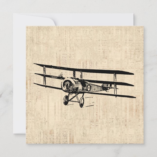 Carte Vintage Airplane Old Antique Plane Illustration (Devant)