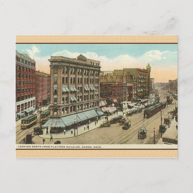 Carte vintage Akron Ohio Travel Post (Devant)