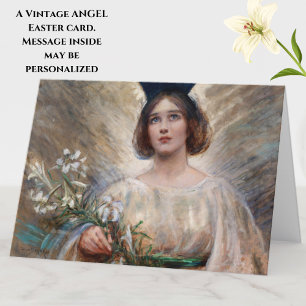 Carte vintage Angel de Pâques et Lys blancs