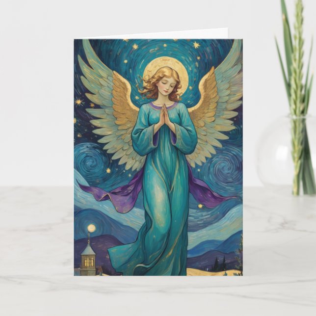Carte Vintage Angel Holiday personnalisable (Devant)