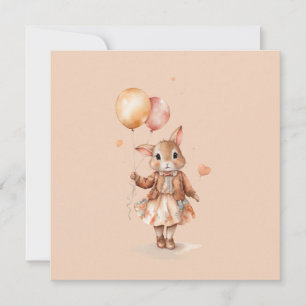 Carte vintage anniversaire mignon lapin