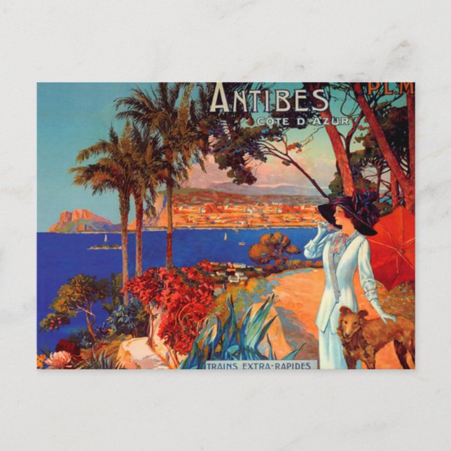 Carte vintage Antibes Côte d'Azur Travel (Devant)